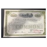 VINTAGE RAILROAD STOCK CERTIFICATE-"THE BALTIMORE