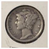 1927-S MERCURY HEAD DIME (90% SILVER) (VG)