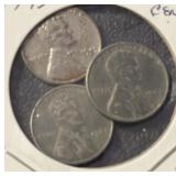 (3) 1943-P&D ***ZINC*** CENTS (IN 2x2