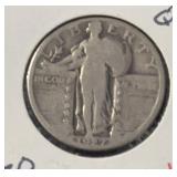 1927 STANDING LIBERTY QUARTER (90% SILVER) (GOOD)