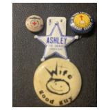 (4) "DIFFERENT" PINBACKS & MORE