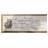 VINTAGE BANK CHECK-DATED "1887"/"FIRST NATIONAL