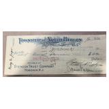 VINTAGE BANK CHECK-DATED "1919"/"TOWNSHIP OF NORTH