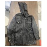 LEATHER JACKET W/ATTACHED HOOD-SIZE "L"