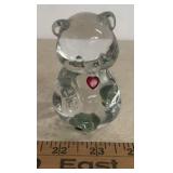GLASS PAPERWEIGHT/"BEAR W/RED HEART"-APPROX. 3"