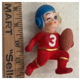 VINTAGE CHRISTMAS "FOOTBAL PLAYER" ORNAMENT-CHECK