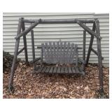 WOODEN SWING W/FRAME-MAY NEED SOME REPAIR
