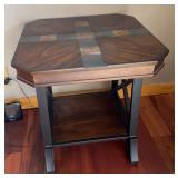 WOOD & IRON END TABLE