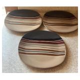 (3)STONEWARE DINNER PLATES-(1)DOES HAVE A BIT OF