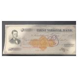 VINTAGE 'CANCELLED' BANK CHECK-DATED 1875