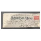 VINTAGE 'CANCELLED' BANK CHECK W/STAMP-DATED 1899