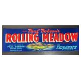 (5 COUNT) VINTAGE CRATE LABEL-'ROLLING MEADOW'