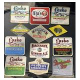 (12)  'DIFFERENT' VINTAGE 'SODA' BOTTLE LABELS-