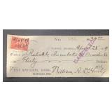 VINTAGE 'CANCELLED' BANK CHECK W/STAMP-DATED 1899