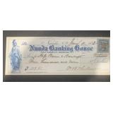 VINTAGE 'CANCELLED' BANK CHECK W/STAMP-DATED 1872