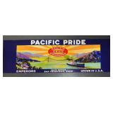 (5 COUNT) VINTAGE CRATE LABEL-'PACIFIC PRIDE'