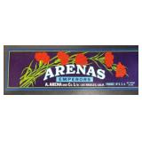(5 COUNT) VINTAGE CRATE LABEL-'ARENAS'
