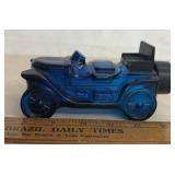 "AVON" GLASS PERFUME BOTTLE-BLUE CAR/EMPTY