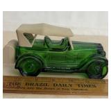 "AVON" GLASS PERFUME BOTTLE-GREEN CAR/EMPTY