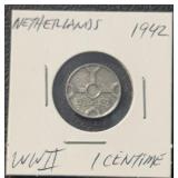 1942 NETHERLANDS (1-CENTIME) COIN ***WWII***
