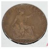 1920 BRITISH 'LARGE' ***ONE*** PENNY