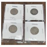 (BAG OF 4) LIBERTY V-NICKELS ***IN 2x2's*** (1901-