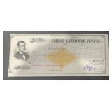 VINTAGE CANCELLED BANK CHECK-DATED '1876'/FIRST