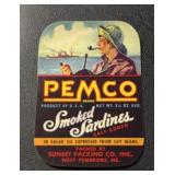 (5 COUNT) VINTAGE LABEL-PEMCO SMOKED SARDINES