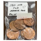 (BAG OF 13) 1962-1970-P&D LINCOLN CENTS (RED / XF)