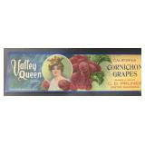 (5 COUNT) VINTAGE CRATE LABEL-VALLEY QUEEN