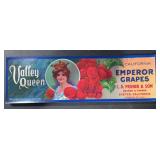 (100 COUNT) VINTAGE CRATE LABEL-VALLEY QUEEN