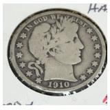 1910-S BARBER HALF DOLLAR (90% SILVER) (GOOD-6)