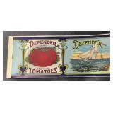 (5 COUNT)VINTAGE CAN LABEL-DEFENDER