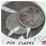 (2) 'NO DATE' BUFFALO NICKELS ***IN 2x2's***