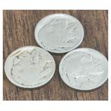 (BAG OF 3) BUFFALO NICKELS (1919-1928 'DATES SHOW'