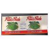 (5 COUNT)VINTAGE CAN LABEL-RITA'S PRIDE
