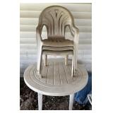 PLASTIC TABLE W/(3)CHAIRS-CHECK OUT THE PIC'S