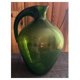 BLOWN GLASS PITCHER-GREEN/APPROX. 15' TALL