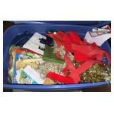 STORAGE TOTE W/LID & ASSORTED DECOT ITEMS-CHECK