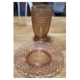 PINK DEPRESSION GLASS-TUMBLER & PLATE/CHECK OUT