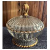 VINTAGE GLASS CANDY DISH W/LID