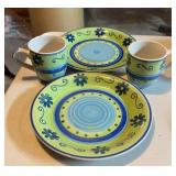 STONEWARE CHINA SET-(2)PLATES & (2)CUPS