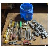 TOOL RELATED ITEMS W/BLUE CAN-CHECK OUT THE PIC