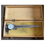 DIAL CALIPER MACHINIST TOOL W/WOODEN CASE-CHECK