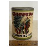 VINTAGE CAN W/PAPER LABEL-"CHIPPEWAW"/CHECK OUT