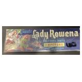 (100 COUNT) VINTAGE CRATE LABEL-"LADY ROWENA"