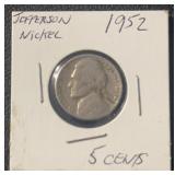 "1952" JEFFERSON NICKEL