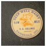 VINTAGE DAIRY BOTTLE CAP-BAINBRIDGE, INDIANA