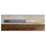 BREAD KNIFE W/ADVERTISING-"KNIGHTSTOWN ELEVATOR"