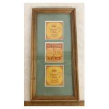 FRAMED VINTAGE LABELS-CHECK OUT THE PIC